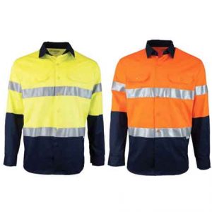 Two-Tone-Long-Sleeve-Drill-Shirt-with-Reflective-Tape-1